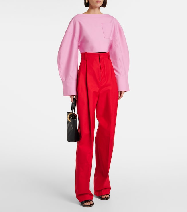Jacquemus Curzio high-rise cotton-blend wide-leg pants