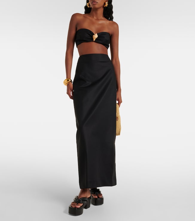 Adriana Degreas Embellished cotton-blend bandeau top
