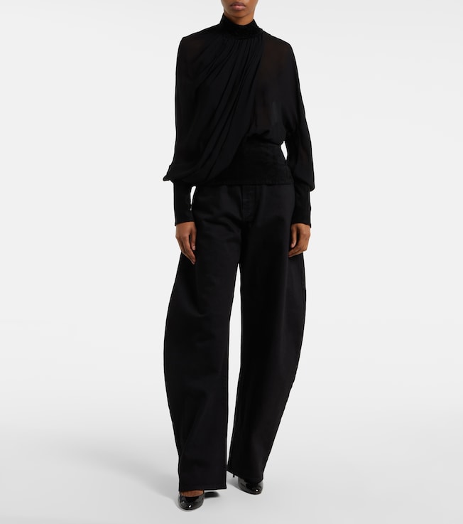 Alaïa Draped georgette blouse