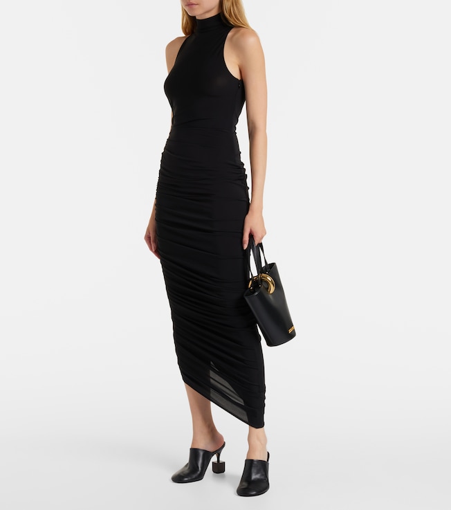 Jacquemus Piazza gathered jersey midi dress