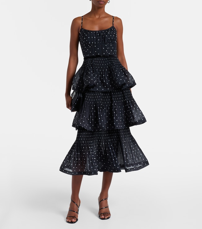 Zimmermann Polka-dot tiered midi dress