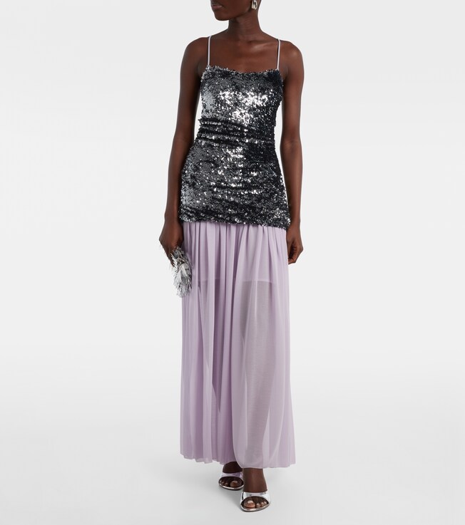Jacques Wei Sequined paneled maxi dress