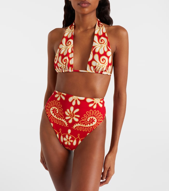 Cala de la Cruz Lulu printed high-rise bikini bottoms