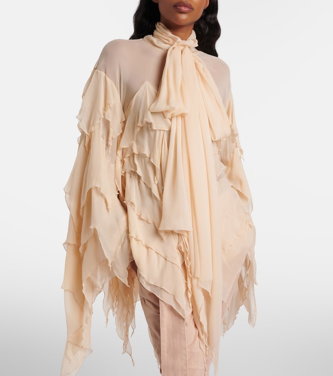 Blumarine Ruffled scarf-detail georgette blouse