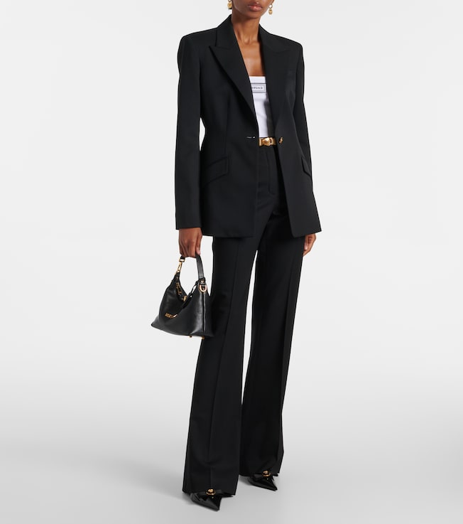 Versace High-rise wool-blend flared pants