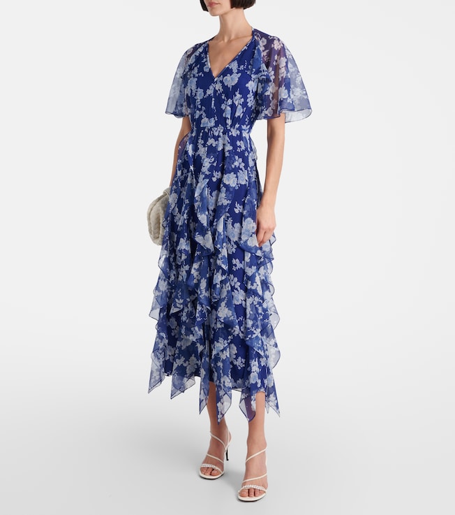 Carolina Herrera Floral ruffled chiffon midi dress