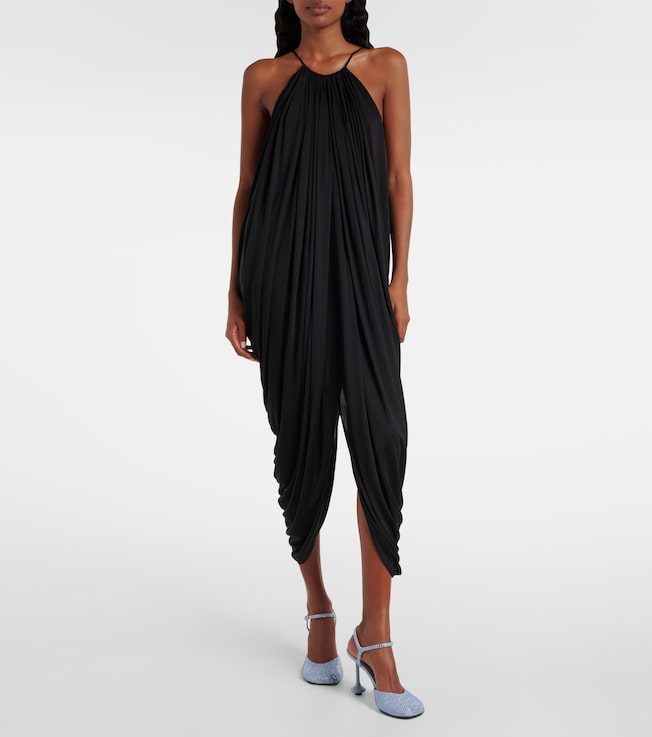 Loewe Draped open-back silk midi dress 