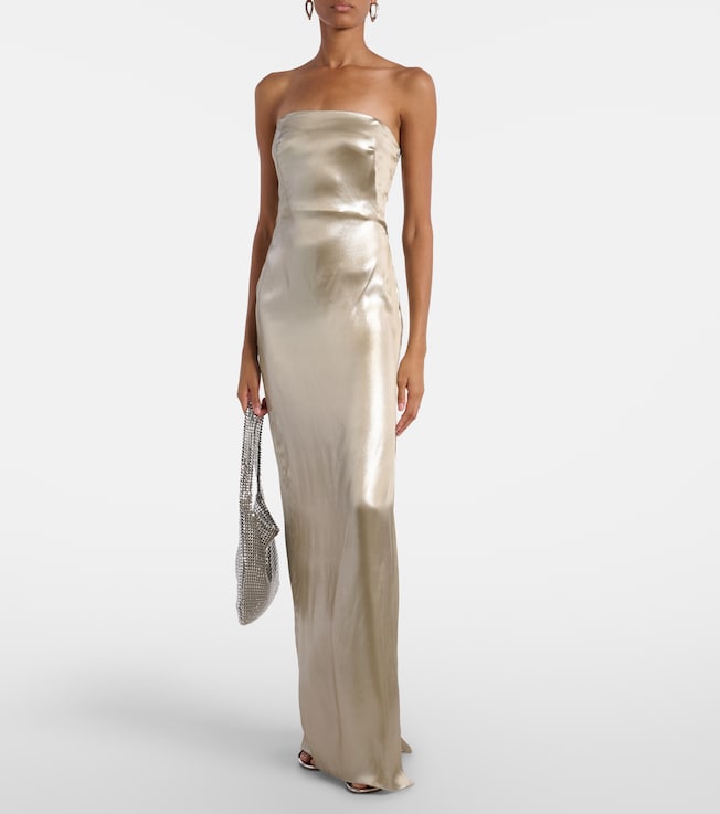 Galvan Strapless satin bustier gown