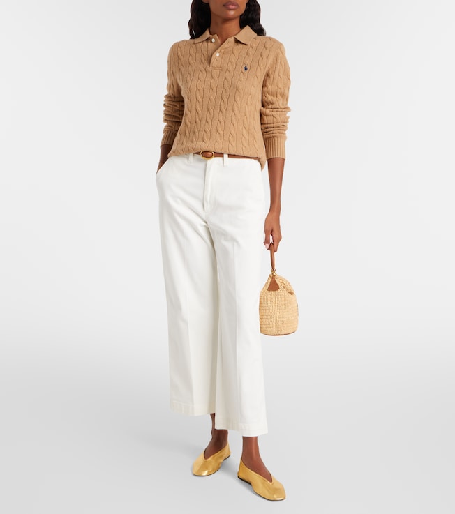 Polo Ralph Lauren Cable-knit wool and cashmere polo sweater