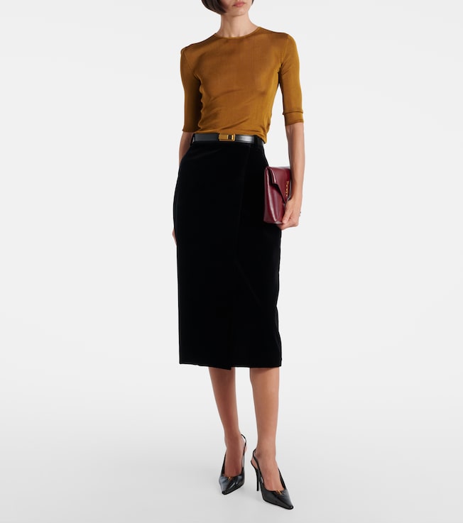 Saint Laurent Cotton velvet pencil skirt