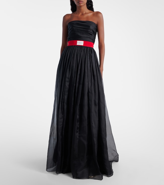 Givenchy Belted silk organza bustier gown