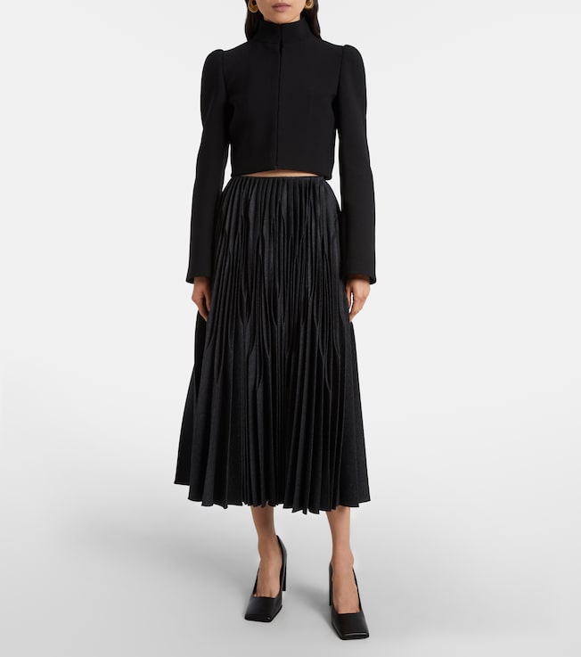 Alaïa Pleated wool flannel midi skirt