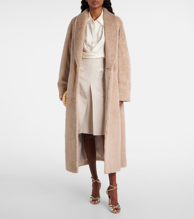 Jacques Wei Embellished low-rise cotton-blend midi skirt