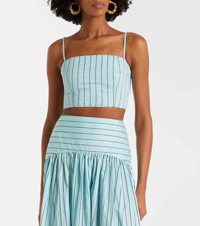 Staud Federico striped cotton-blend crop top