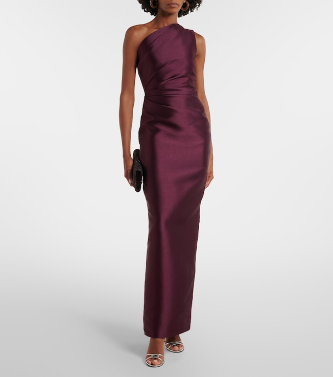 Solace London Kira draped satin gown