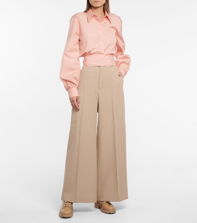 Tod's Long-sleeved cropped cotton shirt