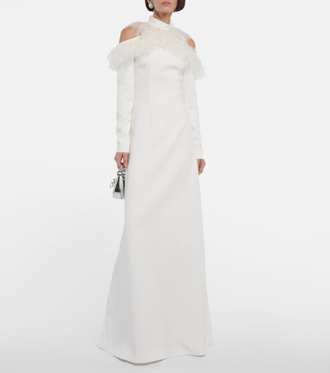 CHRISTOPHER KANE Bridal feather-trimmed crêpe gown