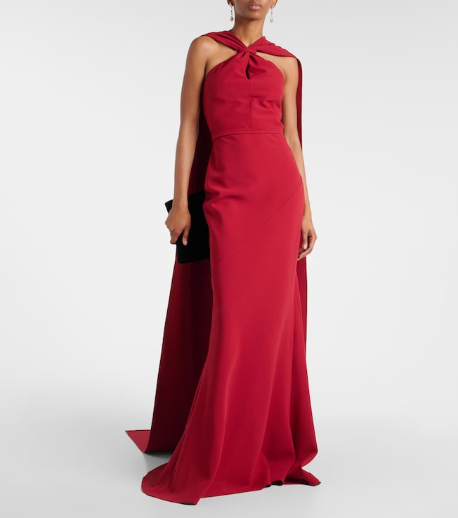 Safiyaa Lilien halterneck crêpe gown 