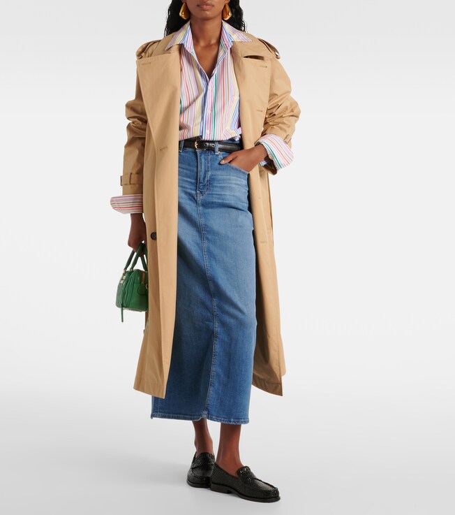 AG Jeans High-rise denim midi skirt