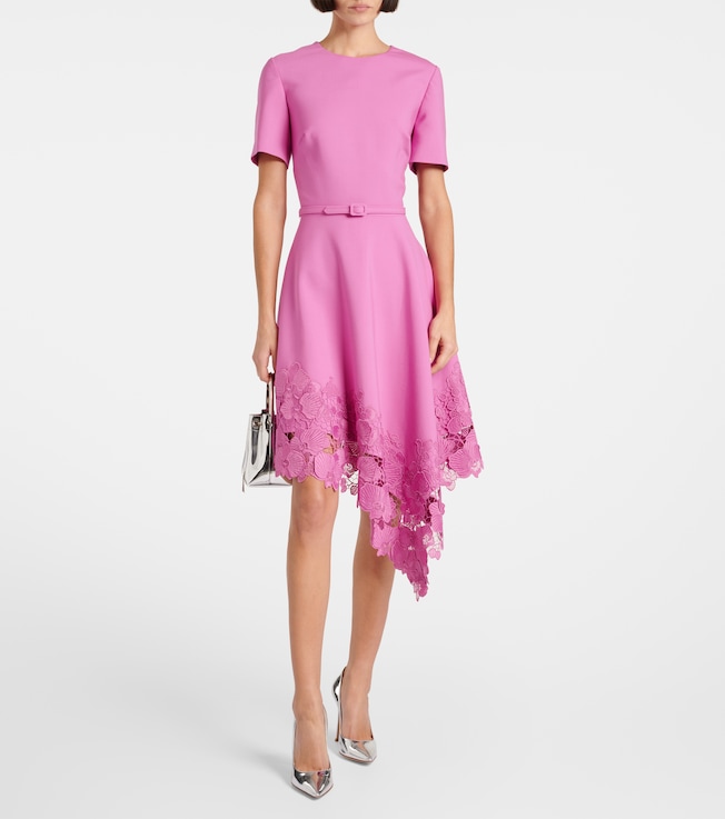 Oscar de la Renta Floral lace-trimmed midi dress