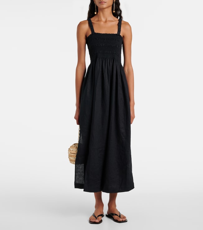 Heidi Klein La Bocana shirred linen midi dress