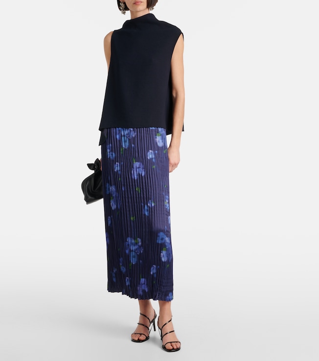 Vince Poppy Blur plissé midi skirt