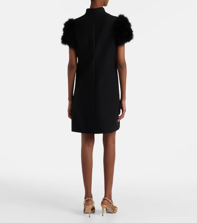 Valentino Garavani Valentino Garavani Crepe Couture feather-trimmed minidress