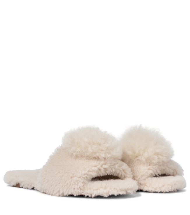 AQUAZZURA Foxy shearling and alpaca hair slides
