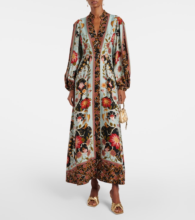 FARM Rio Blue Flowing Beauty floral maxi dress