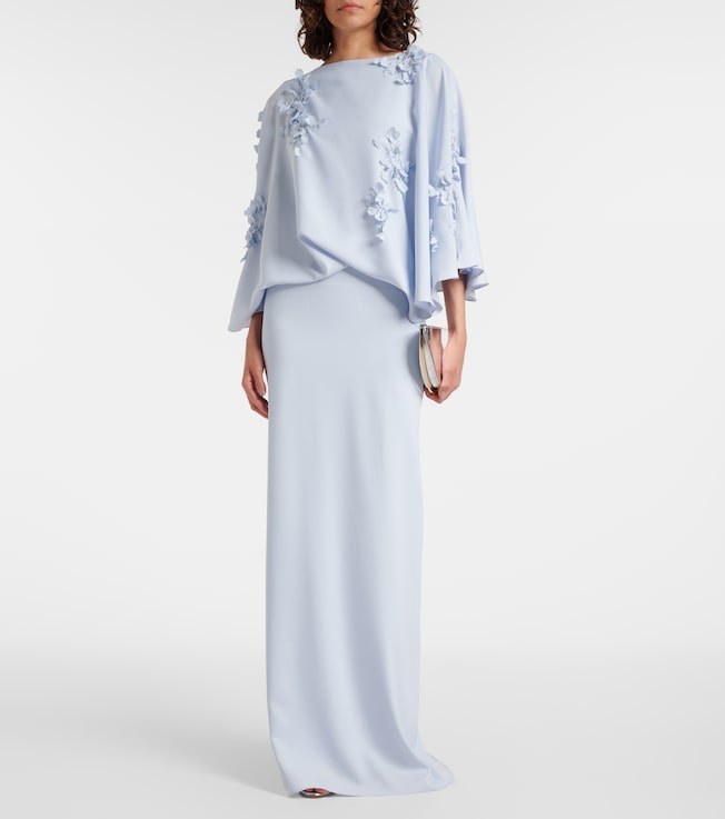 MARMAR HALIM Floral-appliqué silk gown