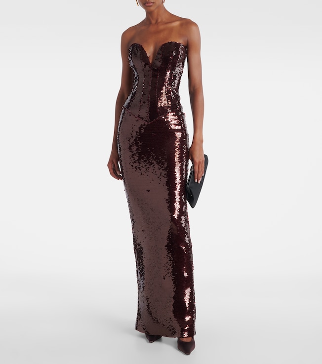 The New Arrivals Ilkyaz Ozel Azzurra sequined bustier gown