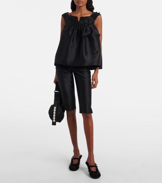 SHUSHU/TONG Floral-appliqué top