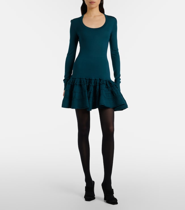 Alaïa Ruffled wool-blend minidress