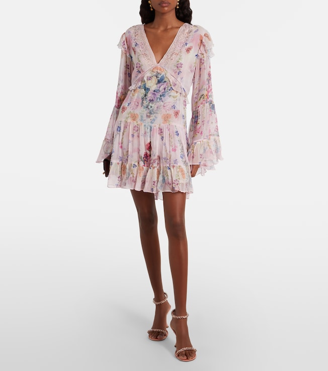 Camilla Embellished floral silk chiffon minidress
