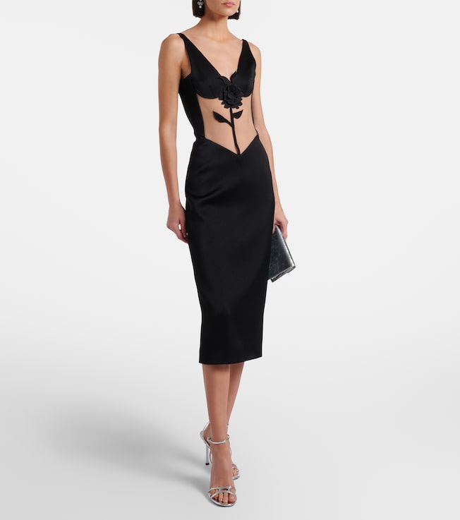 David Koma Floral-appliqué satin and taffeta gown