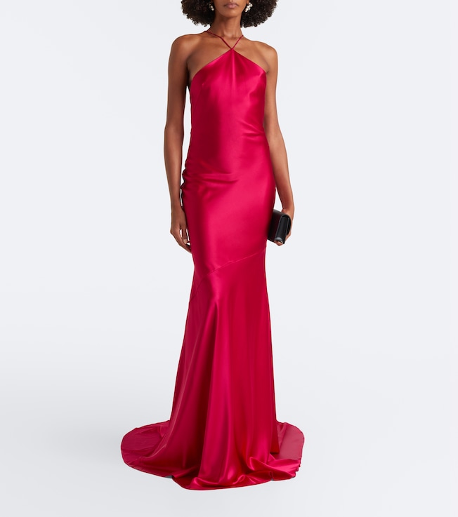 Alex Perry Halterneck silk satin gown