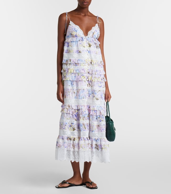 Zimmermann Solstice Tiered floral cotton midi dress