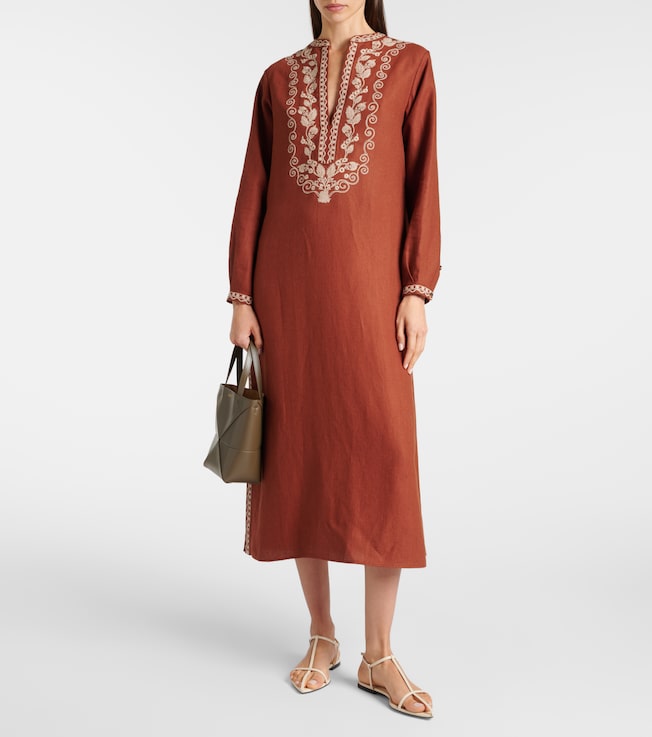 Loro Piana Faye embroidered linen kaftan