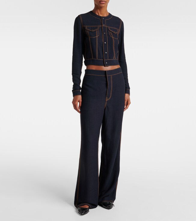 Alaïa Tailored wool-blend georgette wide-leg pants