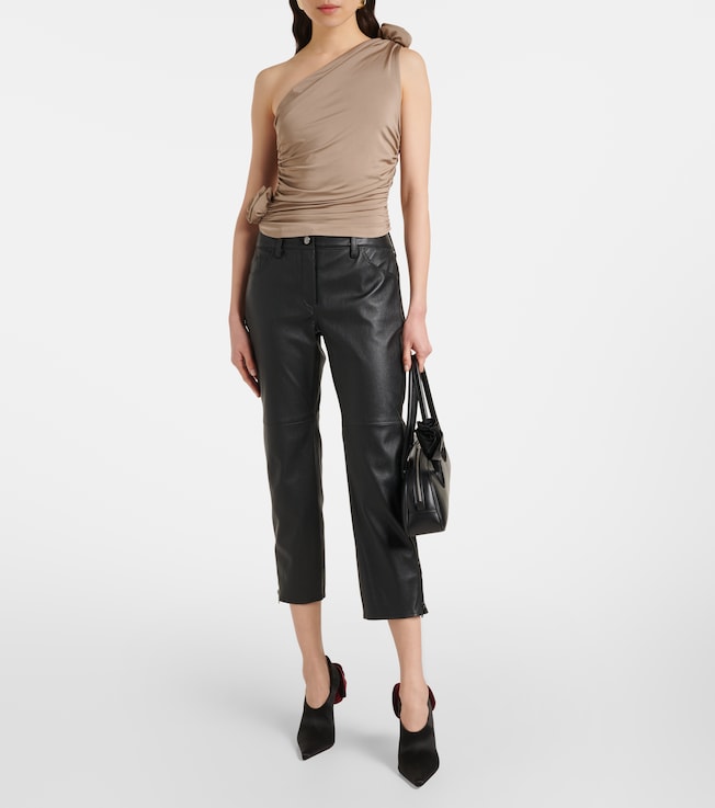Magda Butrym Floral-appliqué one-shoulder ruched top