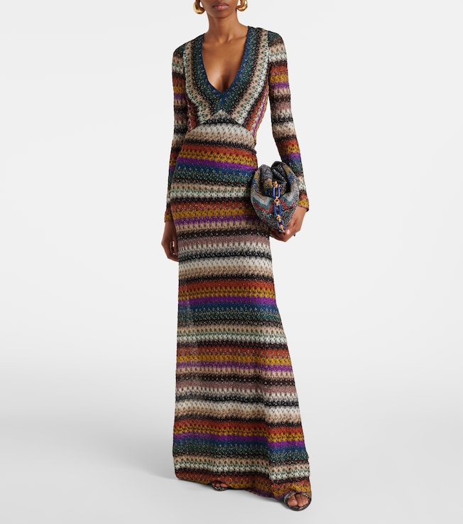 Missoni Striped lamé maxi dress