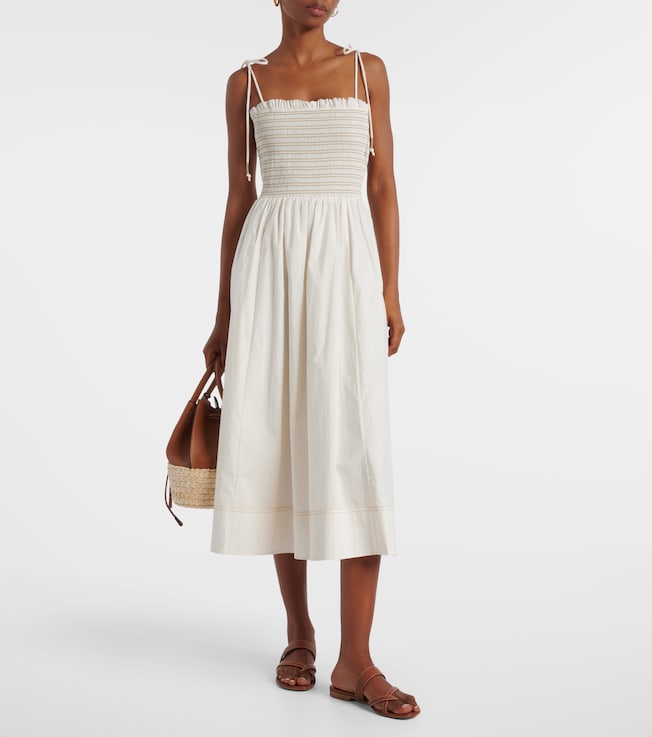 Veronica Beard Kaela smocked cotton midi dress