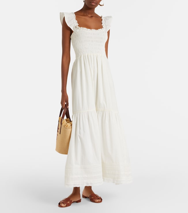 Faithfull Valentina shirred cotton maxi dress