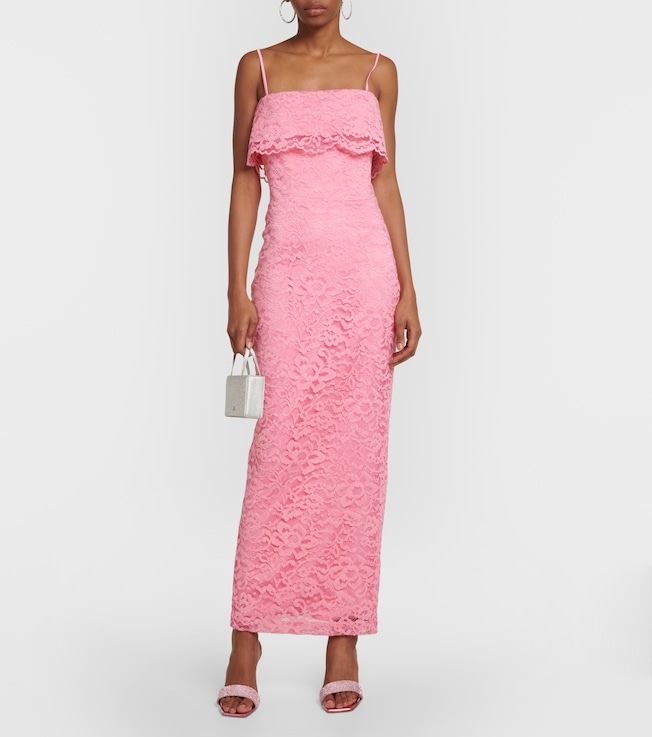 Rasario Bustier floral lace midi dress