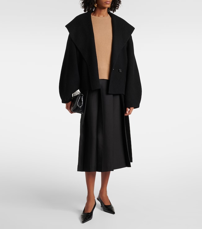 TOTEME Pleated wool and silk midi skirt