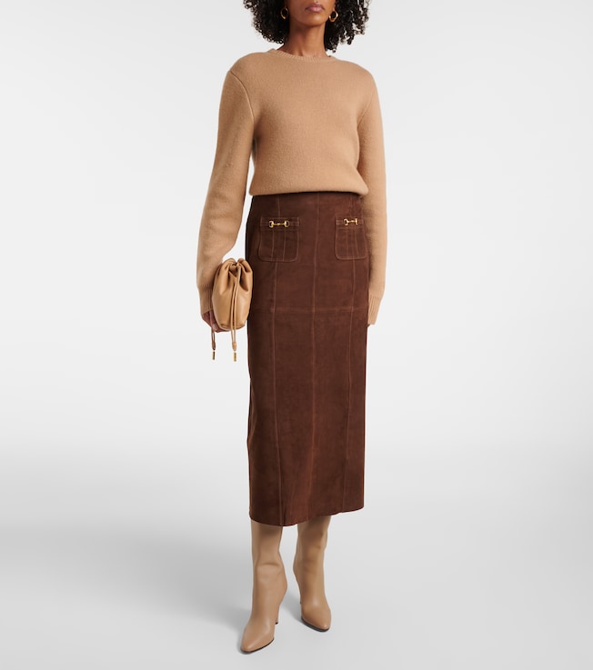 RIXO Edwina suede skirt