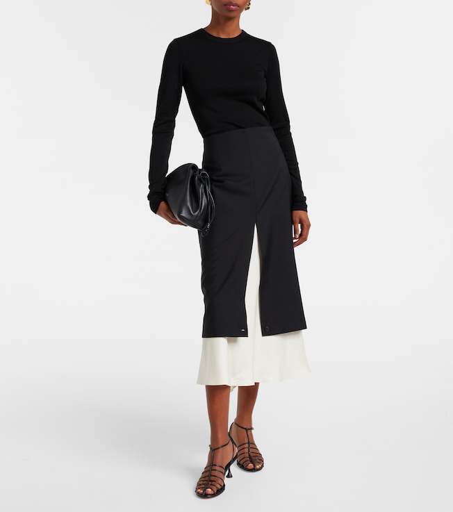 Róhe Layered wool and mohair midi skirt