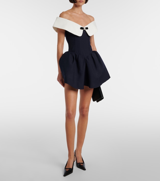 SHUSHU/TONG Off-shoulder wool and silk minidress 