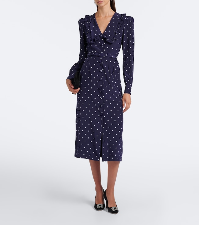 Alessandra Rich Belted polka-dot silk midi dress