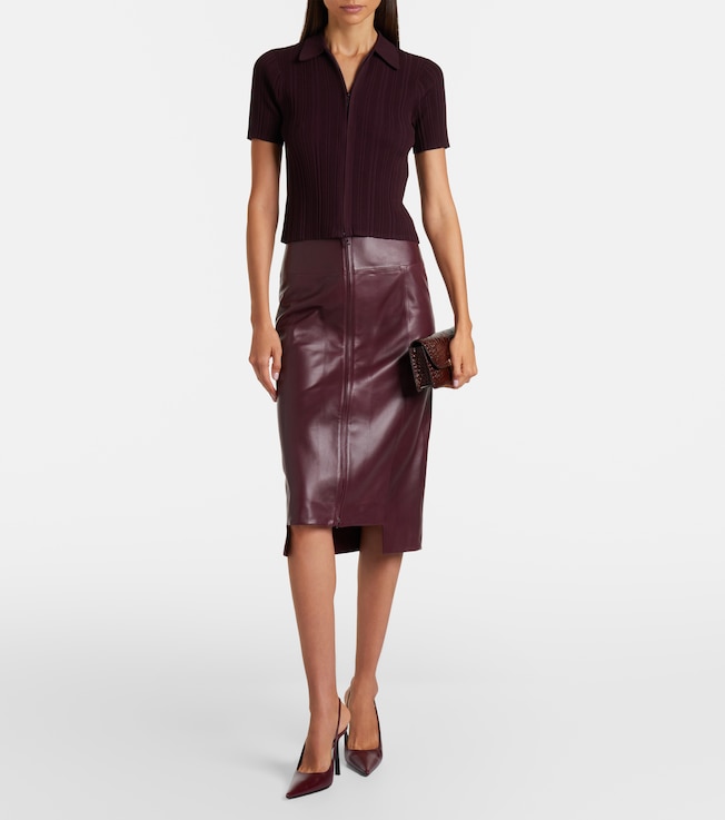Victoria Beckham Leather midi skirt